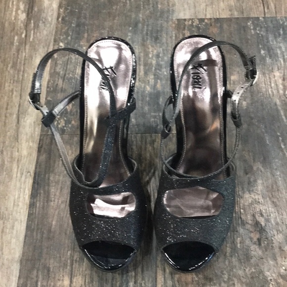 Fioni Black Glitter Heels - Picture 2 of 15